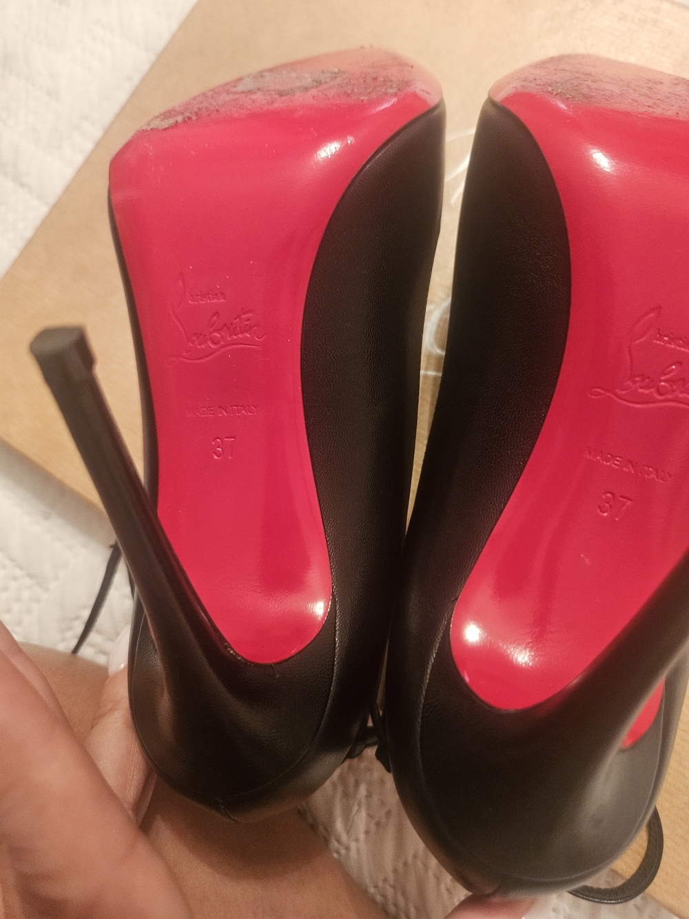 Christian Louboutin Black Pointed Ankle-Strap Pumps with Wraparound Straps. - Picture 3 of 8